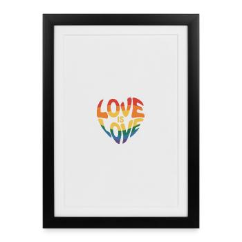 Love is Love Heart - Rainbow Pride Design - Affiche encadrée (27 × 37 cm) - noir - Devant