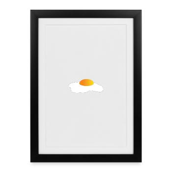 Icône minimale de l’œuf au plat jaune-orange - Affiche encadrée (27 × 37 cm) - noir - Devant