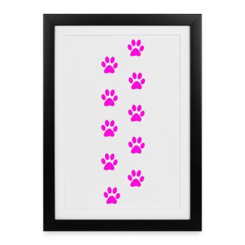 Pink Cat Paw Print Pattern - Framed poster (27 × 37 cm) - black - Front