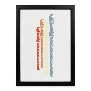 Flûtes rétro - Affiche encadrée (27 × 37 cm) - noir - Devant