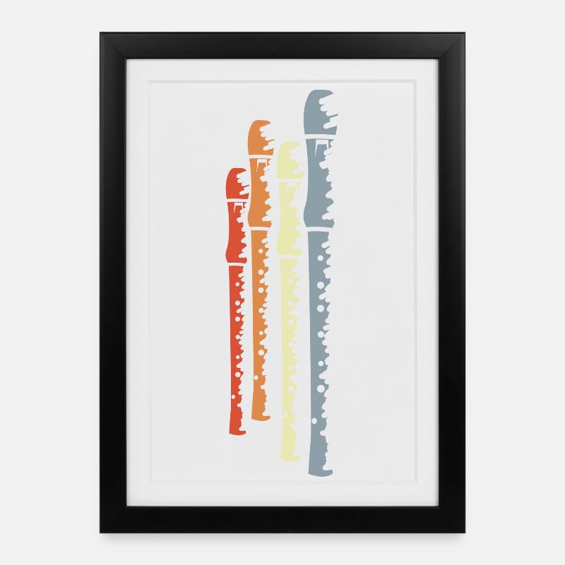 Retro Flöten - Gerahmtes Poster (27 × 37 cm) - Schwarz