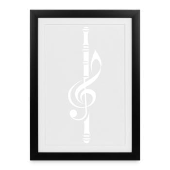 Flute Music Sketch - Framed poster (27 × 37 cm) - black - Front