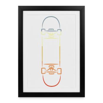 Vintage Skateboard Drawing - Framed poster (27 × 37 cm) - black - Front