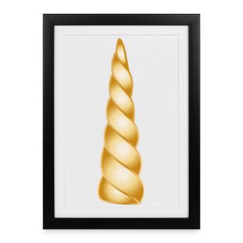 Golden Spiral Horn – Magical Design Object - Framed poster (27 × 37 cm) - black - Front