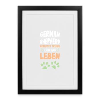 German Shepherd Joie de vivre - Framed poster (27 × 37 cm) - black - Front