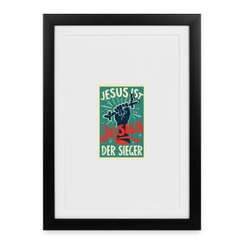 Jesus ist der Sieger  - Gerahmtes Poster (27 × 37 cm) - Schwarz - Vorne