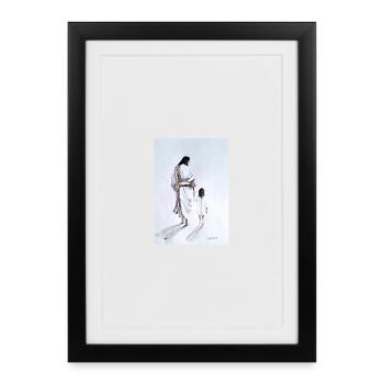 Jésus et l’Enfant - Affiche encadrée (27 × 37 cm) - noir - Devant
