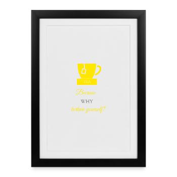 TEA-RIFFIC (Yellow + Grey) - Framed poster (27 × 37 cm) - black - Front