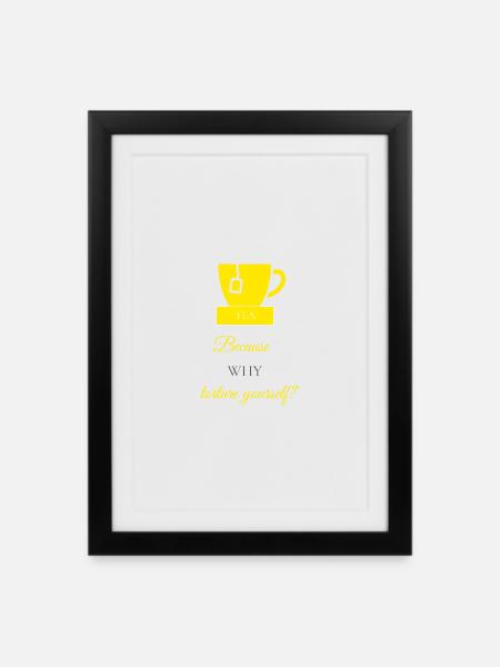 TEA-RIFFIC (Yellow + Grey) - Framed poster (27 × 37 cm) - black