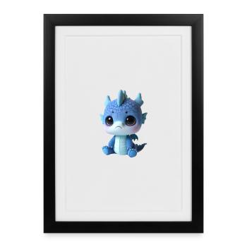 Charme en peluche dragon mignon - Affiche encadrée (27 × 37 cm) - noir - Devant