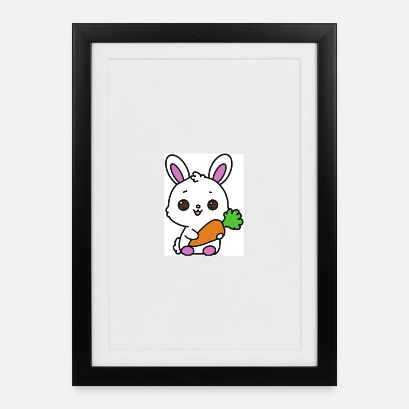 Kawaii Rabbit - Framed poster (27 × 37 cm) - black