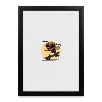 Ska Ant avec lunettes de soleil - Affiche encadrée (27 × 37 cm) - noir - Devant