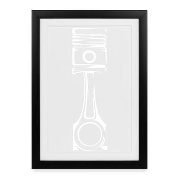 moteur à piston V8 musclecar voiture icône logo graphique - Affiche encadrée (27 × 37 cm) - noir - Devant