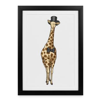 Giraffe Bräutigam Zylinder Hochzeit - Gerahmtes Poster (27 × 37 cm) - Schwarz - Vorne
