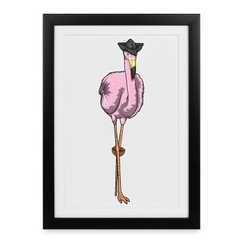 Jambe en bois de Flamingo Pirate - Affiche encadrée (27 × 37 cm) - noir - Devant