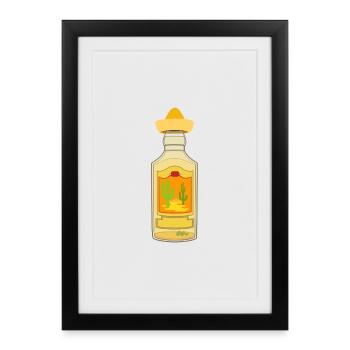 Tequila Bouteille Mexique - Affiche encadrée (27 × 37 cm) - noir - Devant