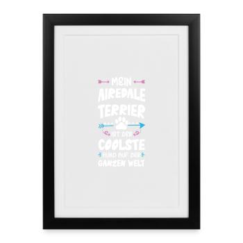 Airedale Terrier Dicton de chien - Affiche encadrée (27 × 37 cm) - noir - Devant