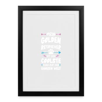 dicton du chien golden retriever - Affiche encadrée (27 × 37 cm) - noir - Devant
