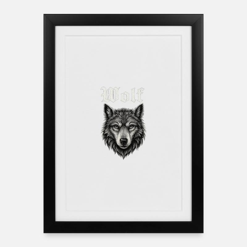 Gothic Wolf Head Illustration Gift Idea - Framed poster (27 × 37 cm) - black