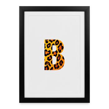 LeopardB Monogramm im Leopardenlook - Gerahmtes Poster (27 × 37 cm) - Schwarz - Vorne