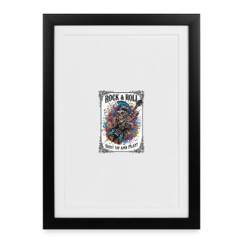 Rock &amp; Roll Skull with Guitar - Framed poster (27 × 37 cm) - black - Front