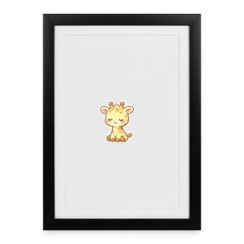 Cute baby Giraffe Kawaii style - Framed poster (27 × 37 cm) - black - Front