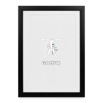 Pixel Gamer Chest - Framed poster (27 × 37 cm) - black - Front