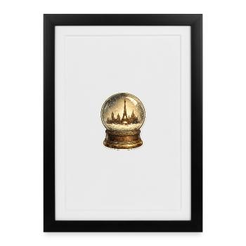 Boule à neige Paris : Tour Eiffel dans la neige - Affiche encadrée (27 × 37 cm) - noir - Devant