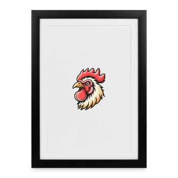 Comic Rooster Head Photorealistic - Framed poster (27 × 37 cm) - black - Front