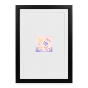 Coquillages pastel étoile de mer - Affiche encadrée (27 × 37 cm) - noir - Devant