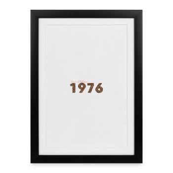 Vintage 1976, cadeau d’anniversaire, cadeau d’épouse - Affiche encadrée (27 × 37 cm) - noir - Devant