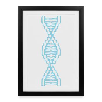 DNA Helix Pixel Art Blau - Gerahmtes Poster (27 × 37 cm) - Schwarz - Vorne