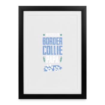 Border Collie chiens papa - Affiche encadrée (27 × 37 cm) - noir - Devant