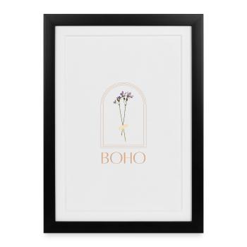 Bouquet de fleurs boho dans un cadre arche - Affiche encadrée (27 × 37 cm) - noir - Devant