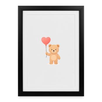 Tender Bear with Heart Balloon - Framed poster (27 × 37 cm) - black - Front