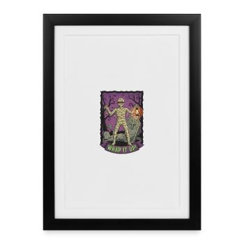 Momie avec lanterne dans le cimetière - Affiche encadrée (27 × 37 cm) - noir - Devant