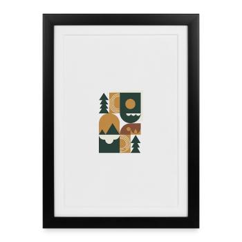 Geometric nature block design - Framed poster (27 × 37 cm) - black - Front