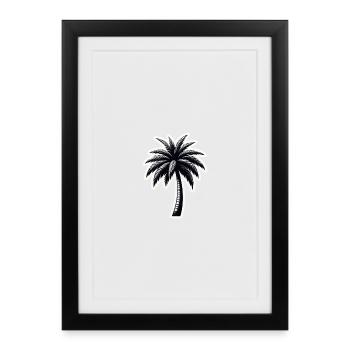 Palmier noir blanc - Affiche encadrée (27 × 37 cm) - noir - Devant