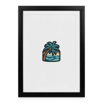 Palmenstrand Patch Sonnenuntergang - Gerahmtes Poster (27 × 37 cm) - Schwarz - Vorne