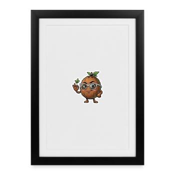 Coconut Nerd with Glasses - Affiche encadrée (27 × 37 cm) - noir - Devant