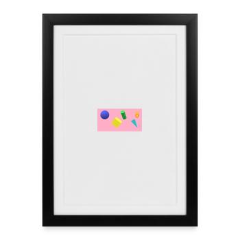 Vibrant Geometric Shape Composition - Framed poster (27 × 37 cm) - black - Front