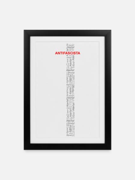 Alert! Antifascista! - Word art red/grey - Framed poster (27 × 37 cm) - black