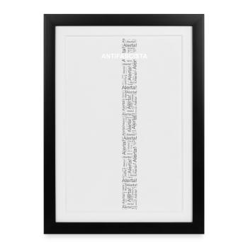 Alerte! Antifasciste ! - Word art blanc/gris - Affiche encadrée (27 × 37 cm) - noir - Devant
