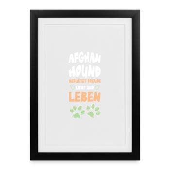 Dog Love Joie de Life Imprimé - Affiche encadrée (27 × 37 cm) - noir - Devant