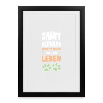 Saint Bernard Love and Life - Framed poster (27 × 37 cm) - black - Front