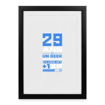 29 Ans Humour Geek 29 Ans Anniversaire Gamer - Affiche encadrée (27 × 37 cm) - noir - Devant
