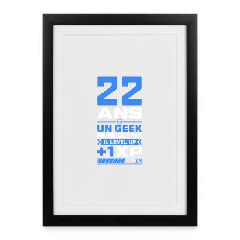 22 Ans Humour Geek 22 Ans Anniversaire Gamer - Affiche encadrée (27 × 37 cm) - noir - Devant