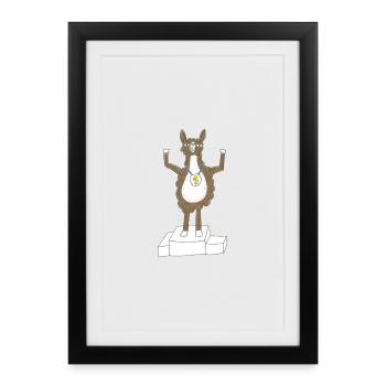 Lama with medal on the winner's podium - Framed poster (27 × 37 cm) - black - Front