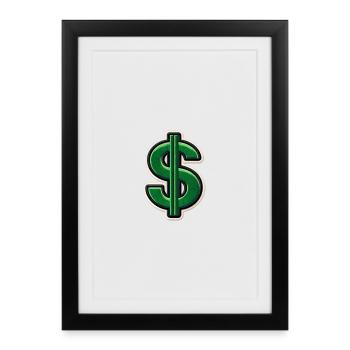 Grüner Dollar-Patch Stickerei - Gerahmtes Poster (27 × 37 cm) - Schwarz - Vorne