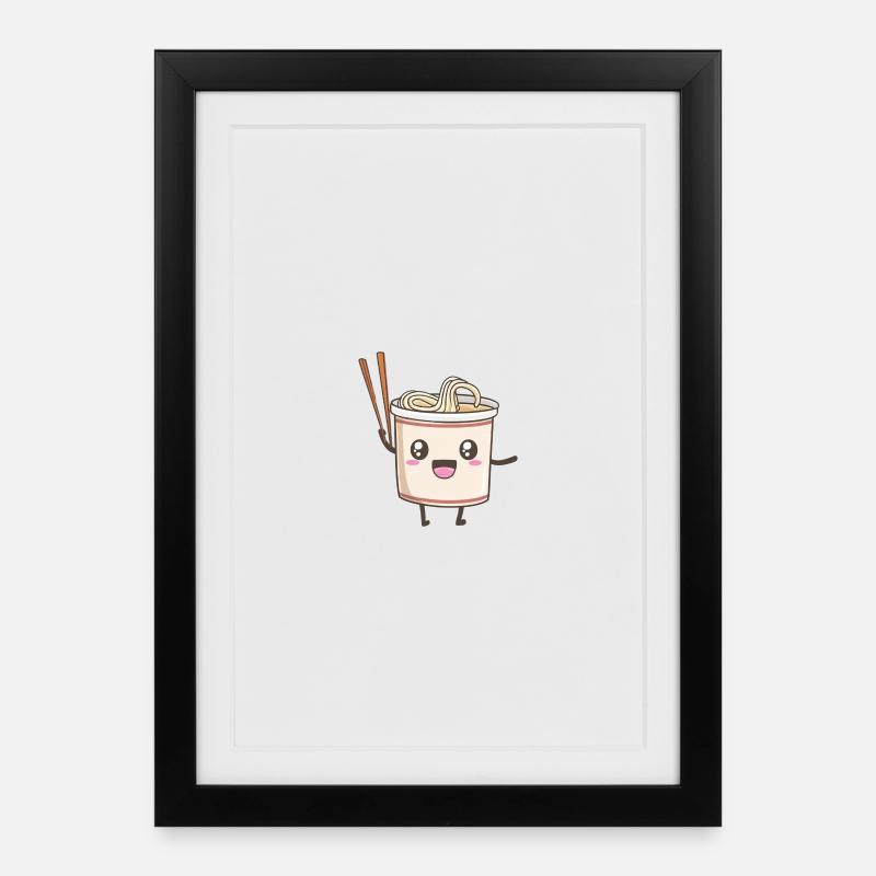 Cute instant noodle design - Framed poster (27 × 37 cm) - black